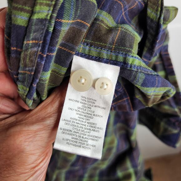 Untuckit Slim Fit Button Up Shirt Mens Size Large Green Blue Plaid Cotton - Picture 7 of 8